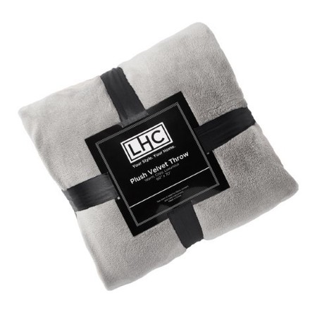 Hastings Home Velvet Throw - Oversized Microfiber Velvet Solid Polyester Throw Blanket - Breathable (Stone Grey) 487846PJL